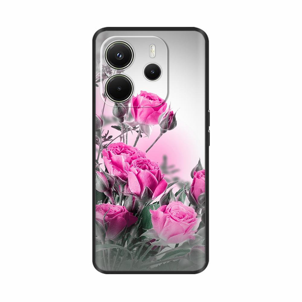For Xiaomi Redmi Note 14 4G Case Luxury Painted Cover Black Silicone Phone Case For Redmi Note 14 Fundas note14 4G Soft Bumper
