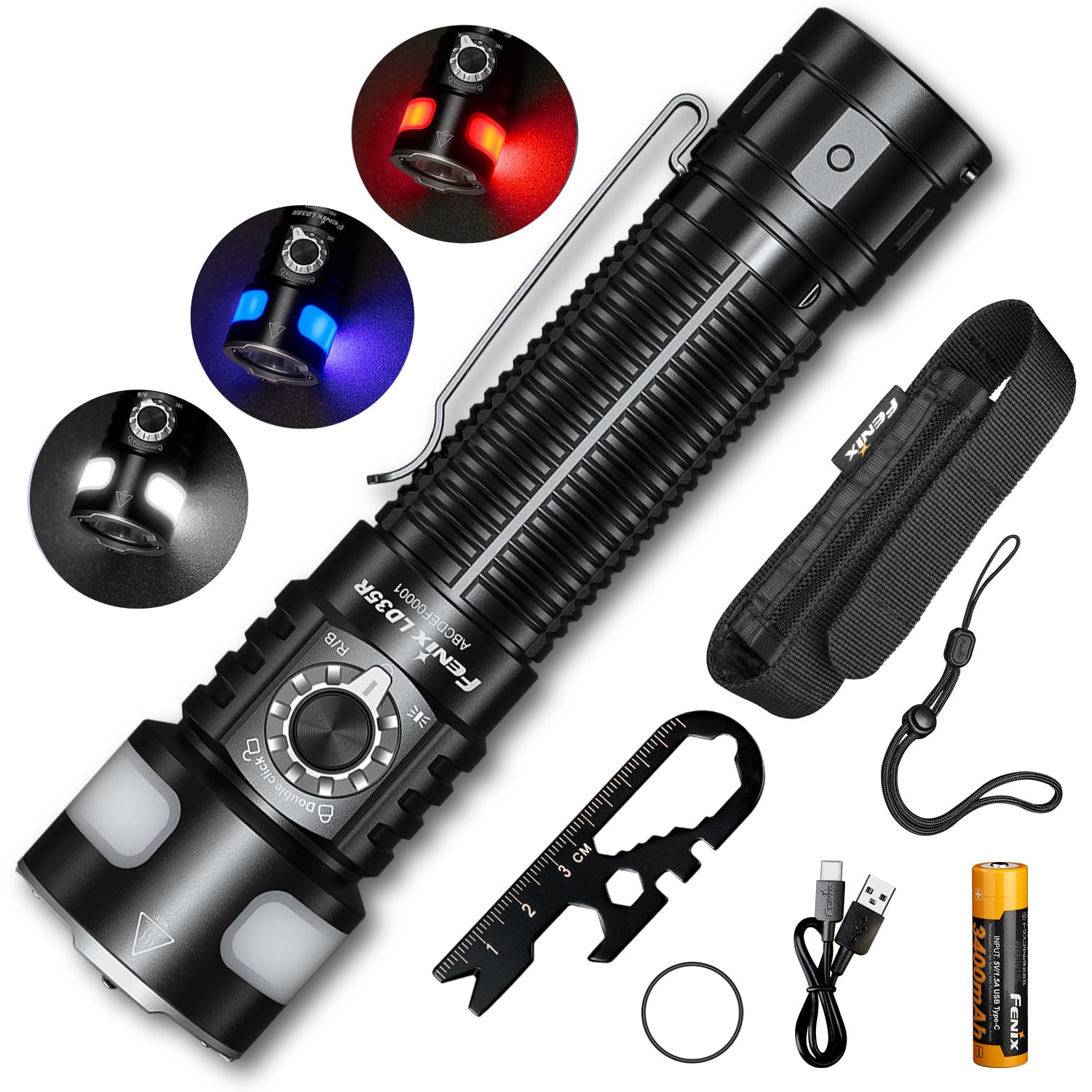 

Fenix LD35R Rechargeable LED 1800 IP68 101 Hours 54 Minutes of Battery 337M Beam Portable High Ultra Perfect for Outdoor and 3400mAh Battery Powered чорний