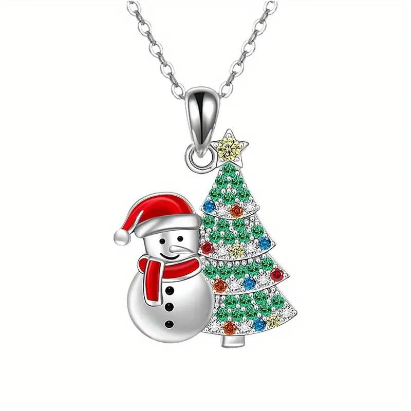 Shaped Cute Doll Christmas Necklace With Rhinestone Alloy Chain For Holiday Wear