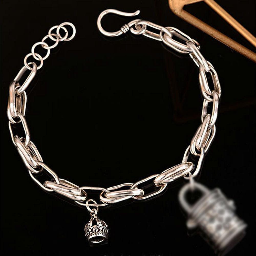 Retro Niche Design Lock Head Cross Bracelet Women'S Versatile Personality Thick Chain Bracelet Jewelry