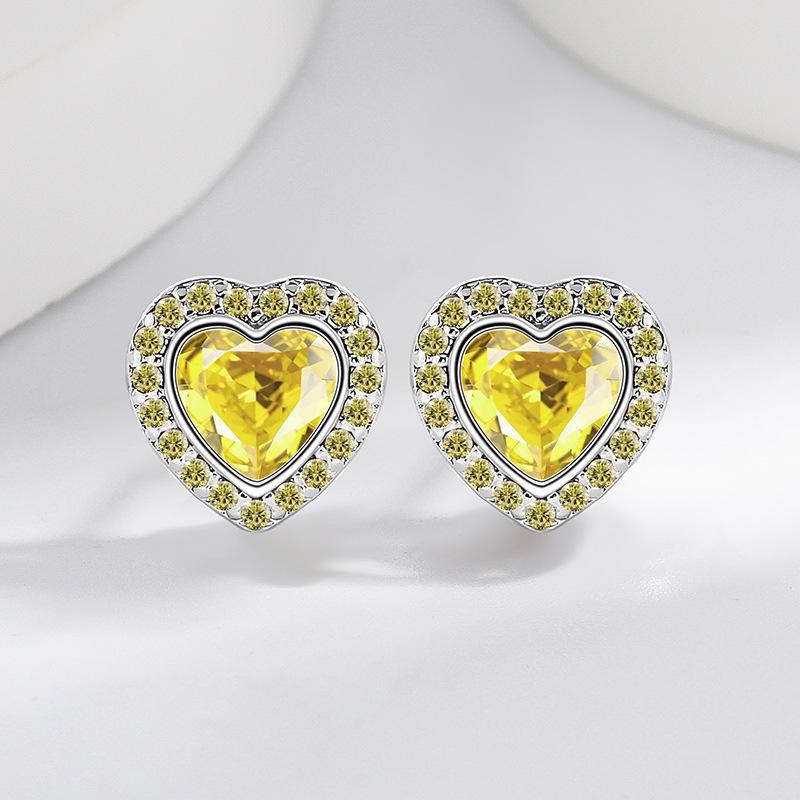 2026 Inlaid Zircon Peach Heart Earrings Women's Small Love Earrings for Your Heart, Women's Cute Heart Earrings