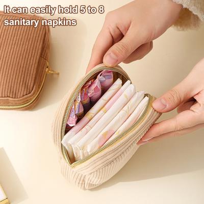 Borsa Cosmetica Chiusura a Cerniera Impermeabile Portatile Design Compatto Organizzatore Assorbenti Igienici Borsa Porta Trucco