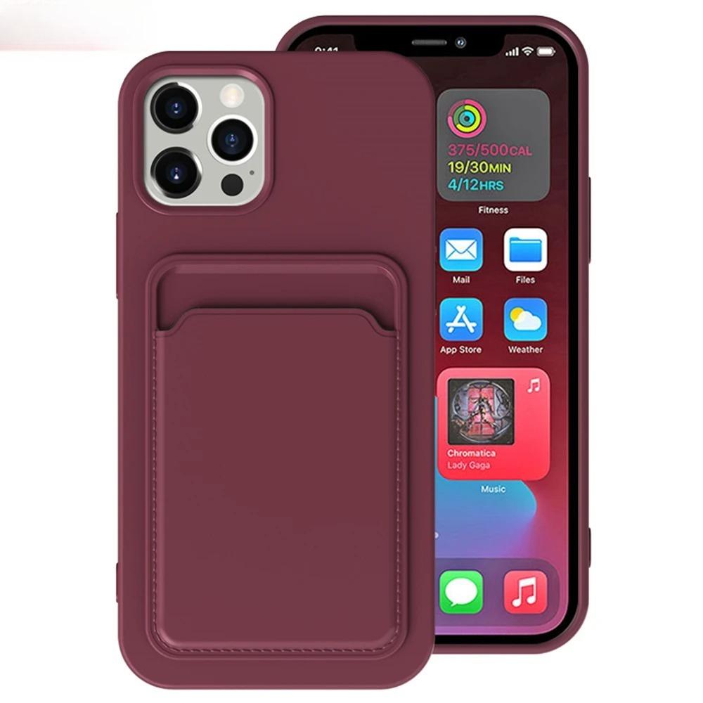 Push Card Slot Matte Soft TPU Bumper Case for IPhone 16 15 14 13 12 11 Pro Max Plus Mini X XS XR Max Shockproof Wallet Cover