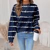 Womens Casual Striped Print Hoodie-Free Sweatshirt Loose Fit Round Neck Long Sleeve Top 2025