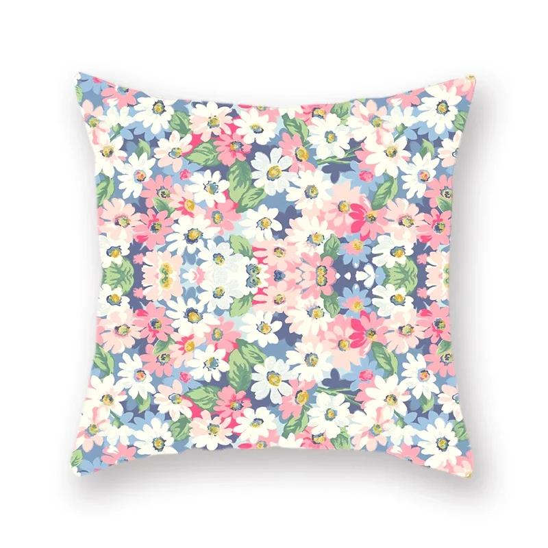 Pastoral Small Flower Pattern Polyester Throw Pillow Cover Decorative Pillowcase Floral Sofa Chair Bedroom Cushion Cover 45X45Cm