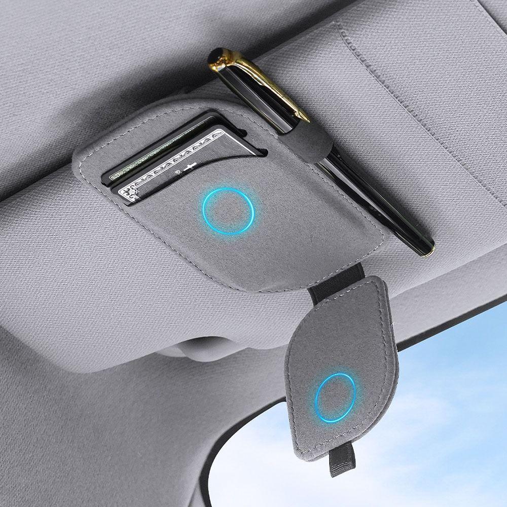 Creative Magnetic Car Eyeglass Clips PU Leather Sunglasses Storage Case  Vehicle Accessory