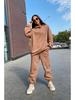 2024 Trendy Solid Color Hooded Sweatshirt & Casual Two-Piece Set for Autumn/Winter