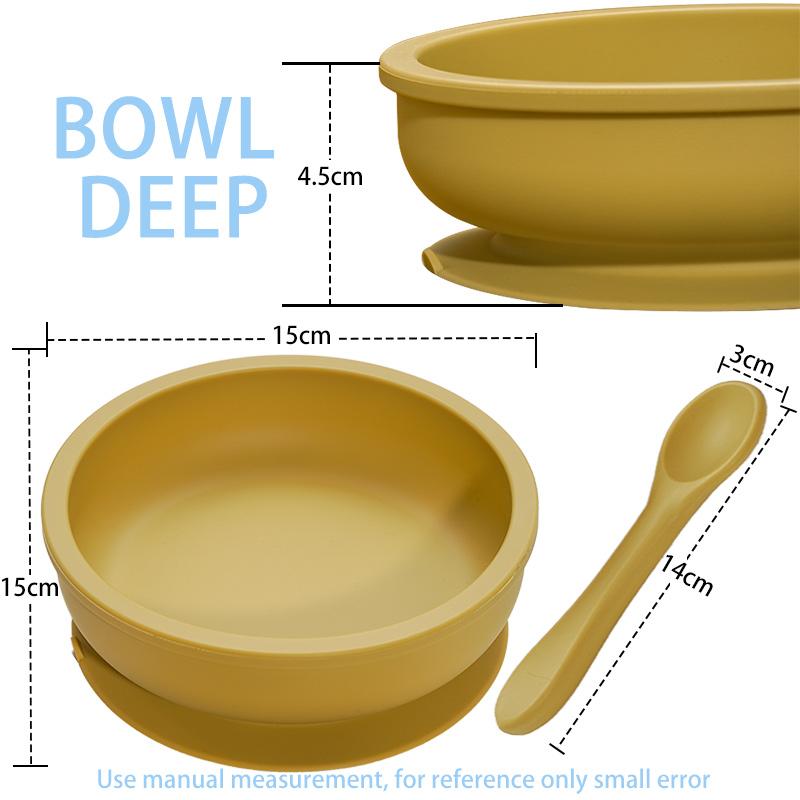 Food Grade Kids Dining Tableware Feeding Set Baby Training Sucker Bowl Soft Silicone Spoon Fork Set For Toddler Dishes