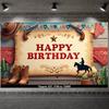 Rodeo Birthday Banner Cowboy Riding  Rodeo Party Display Wild West Birthday Banner Gold Star Embellishment