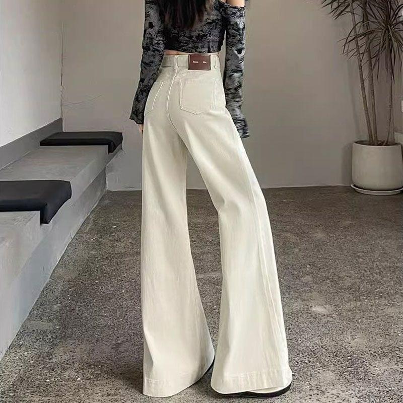 Big Size Belt Flare Jeans Women's Spring and Autumn Loose Not Sticking To The Leg Straight Wide Leg Trousers Jeans for Women Long Denim Pants