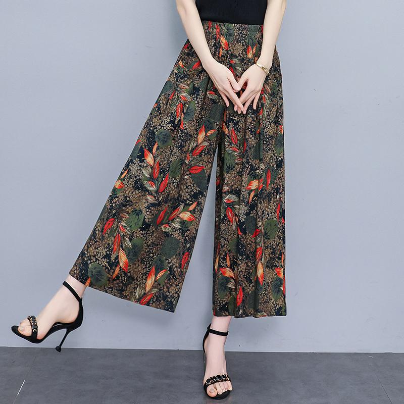 Summer Wide Leg Pants for Women Vintage Clothes Plus Size Loose Elastic Waist Casual Pants