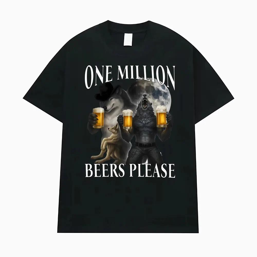 Gym One Milion Beers Wolf Meme TShirts Cringe Werewolf Meme Edgy Dark Humor T Shirts Unisex Women Fashion Casual Oversized T Shirt