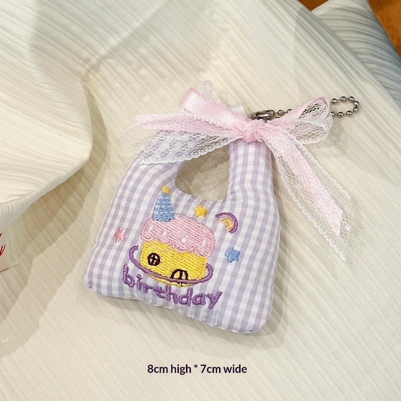 Cute Mini Vegetable Shopping Bag-Shaped Keychain With Cartoon Embroidery For Backpack Decoration And Daily Use