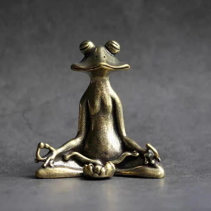 Retro Zen Frog Incense Burner Copper Animal Sculpture Creative Home Desk Decoration