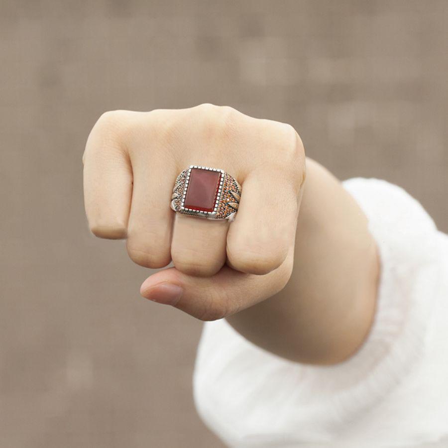 Black Ruby Men's Fashion Color Vintage Jewelry Hip Hop Ring