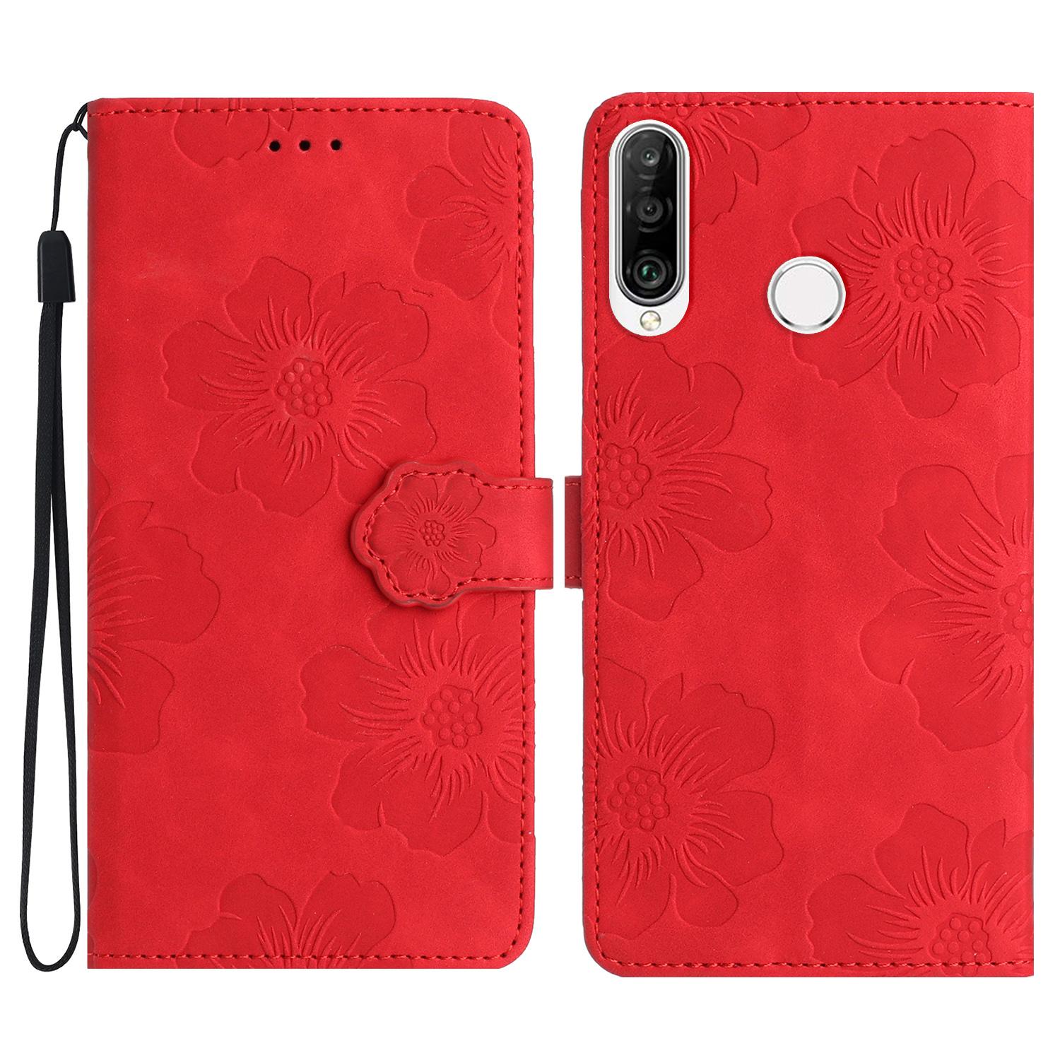 

Чехол-книжка для Huawei P30 Lite/P30 Lite New Edition/nova 4e, из ПУ кожи с тиснением в виде цветов, подставка, чехол для телефона Red
