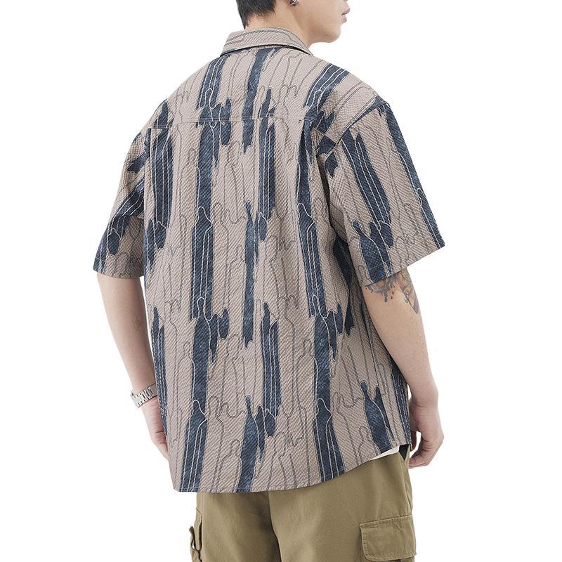 New Japanese Retro Hawaiian Style Short-sleeved Shirt for Men In Summer Loose