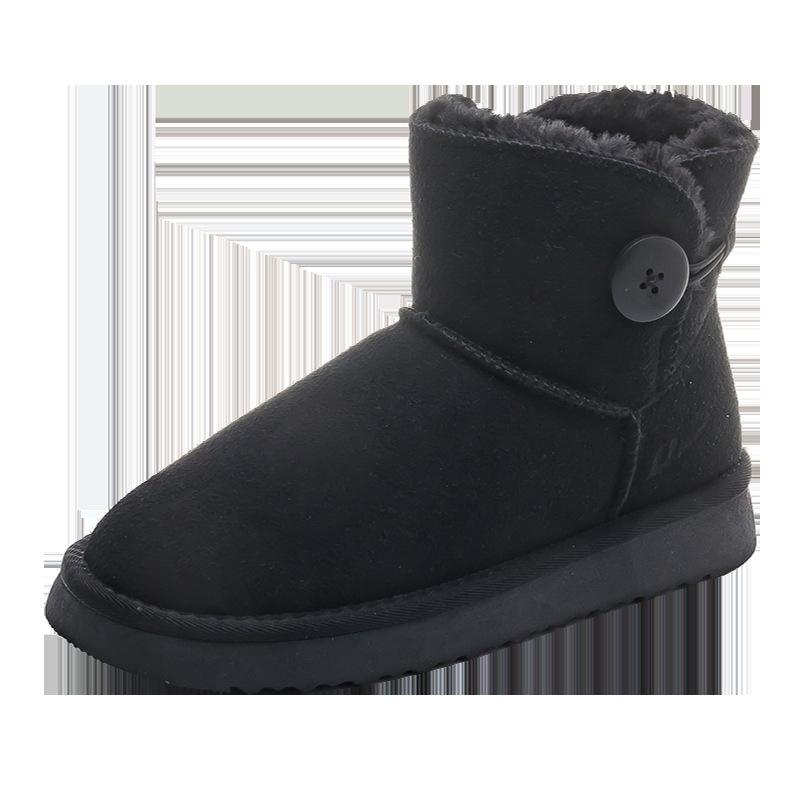 

Pull back medium tube snow boots thick sole comfortable retro thermal shoes solid color simple trend cotton shoes 41 чорний