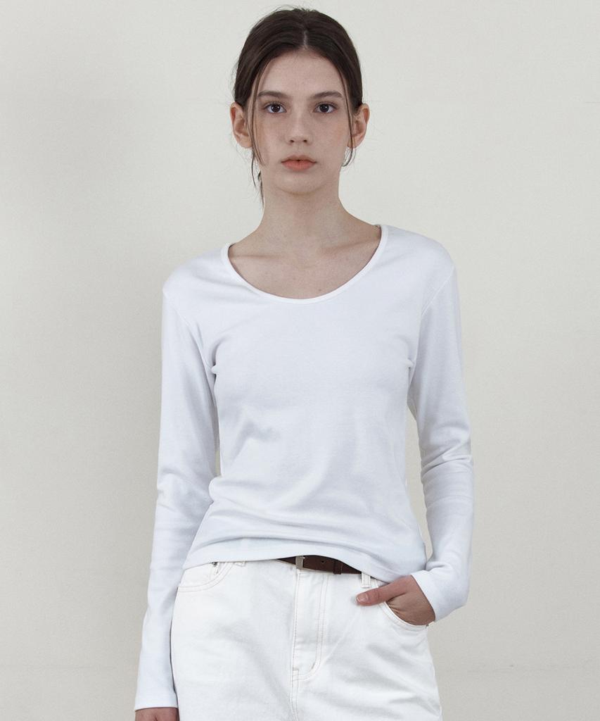 WEDNESDAYOASISFORWOMEN Soft Scoop Neck Long Sleeve T-Shirt_Ivory(Wb6Tp46)