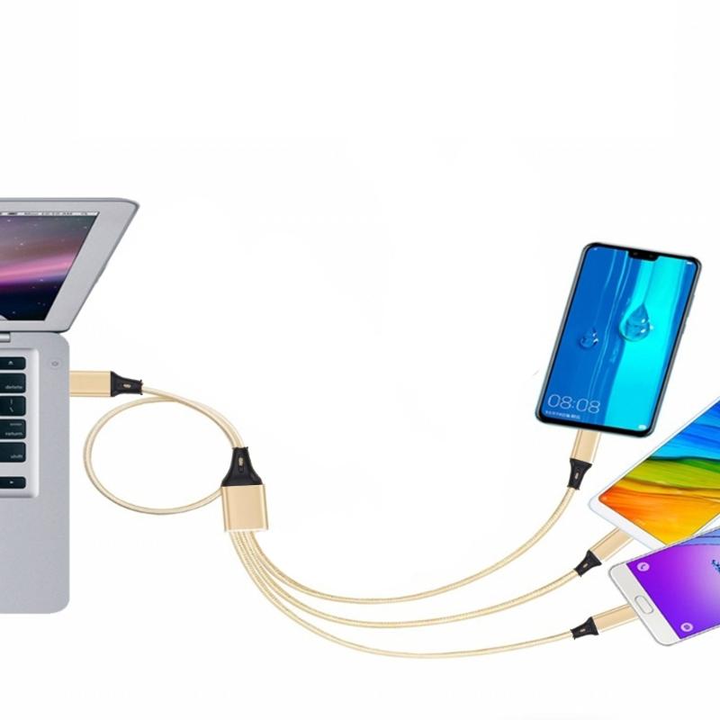 Multi Charging Cable USB C Splitter Cable 3 in 1 Fast Charging Cord with 2 Type C 1 MicroUSB Male Port for Phones Tablet