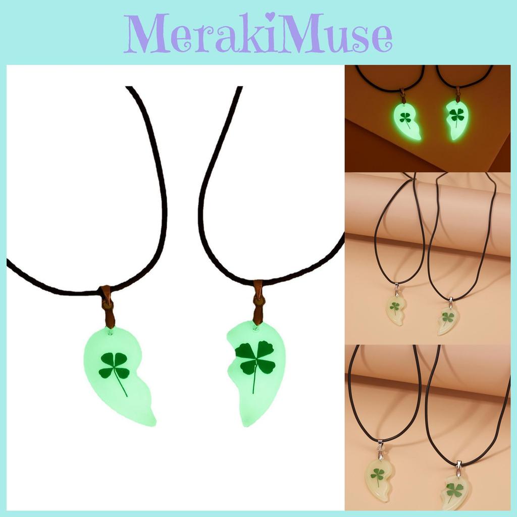 Geometric Floral Resin Lucky Charm Necklace With Glow Effect For Gift