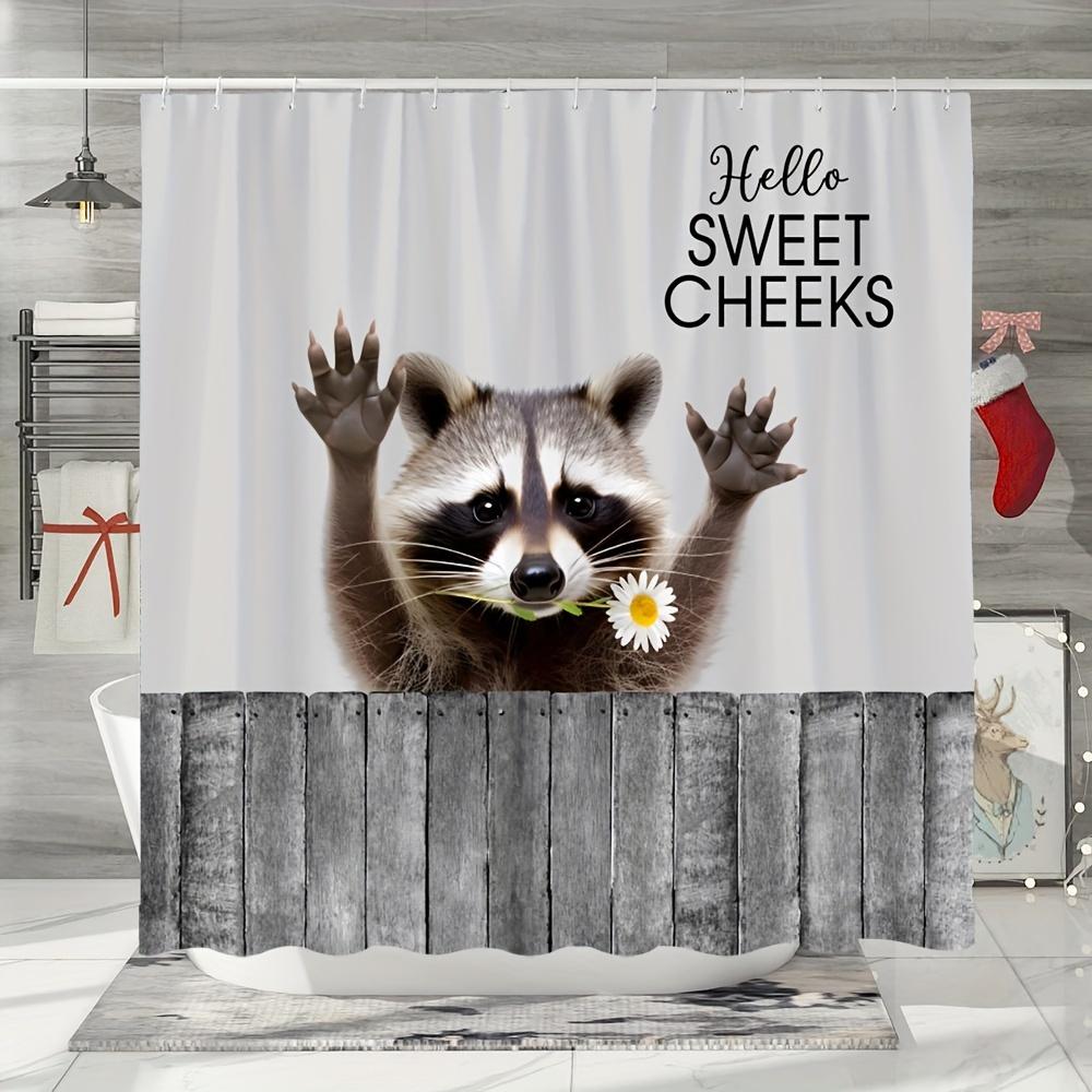 

1Pc Floral Raccoon Shower Curtain, Made Of Durable Polyester Material, Multiple Sizes Available,Perfect For Bathroom Decoration W60H190(CM)-1 Pcs
