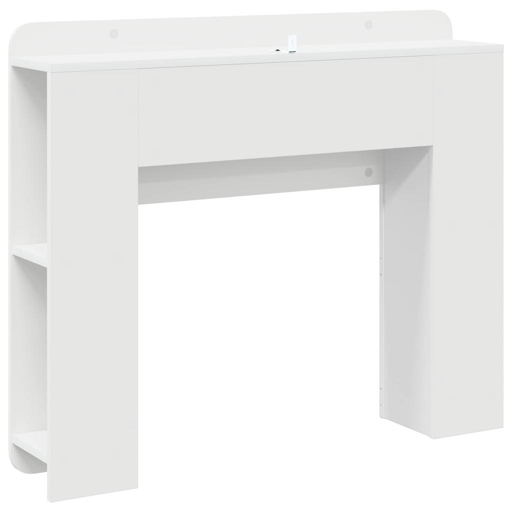Headboard Cabinet with Storage Glossy White Wood Based Material