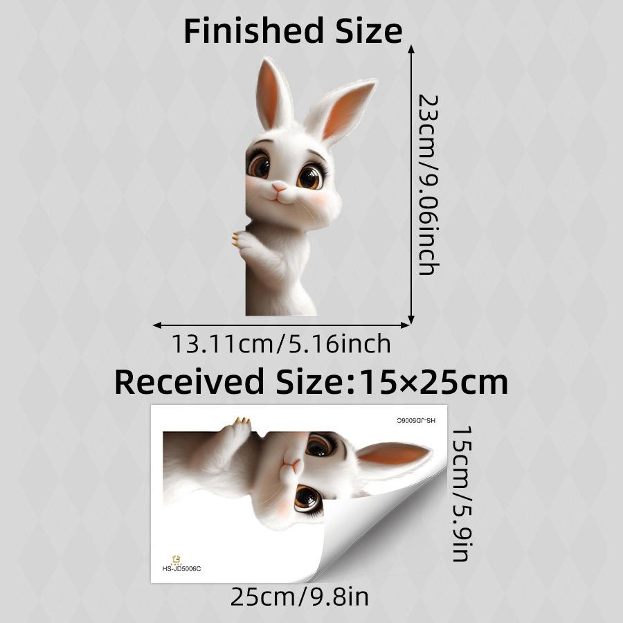 

3D Realistic Cute White Rabbit Double Sided Static Cling Window Door Glass Sticker Home Decor 15x25CM різнокольоровий