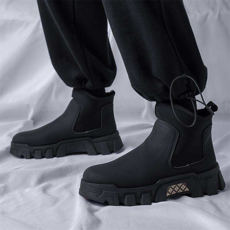Autumn and winter new high-top shoes Martin leather boots fashion overalls boots men's casual retro Chelsea men's shoes