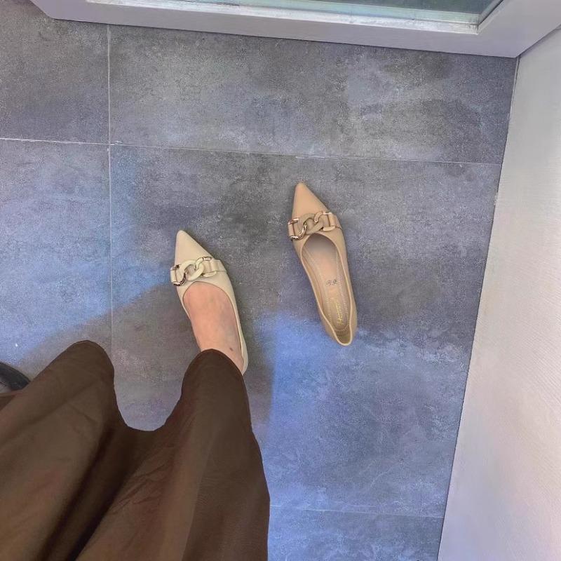 Fashion Square Toe Flat Shoes for Women Spring Autumn Korean Fashion Buckle Up Chain Comfort Large Size 43 44 45 loafers ladies shoes