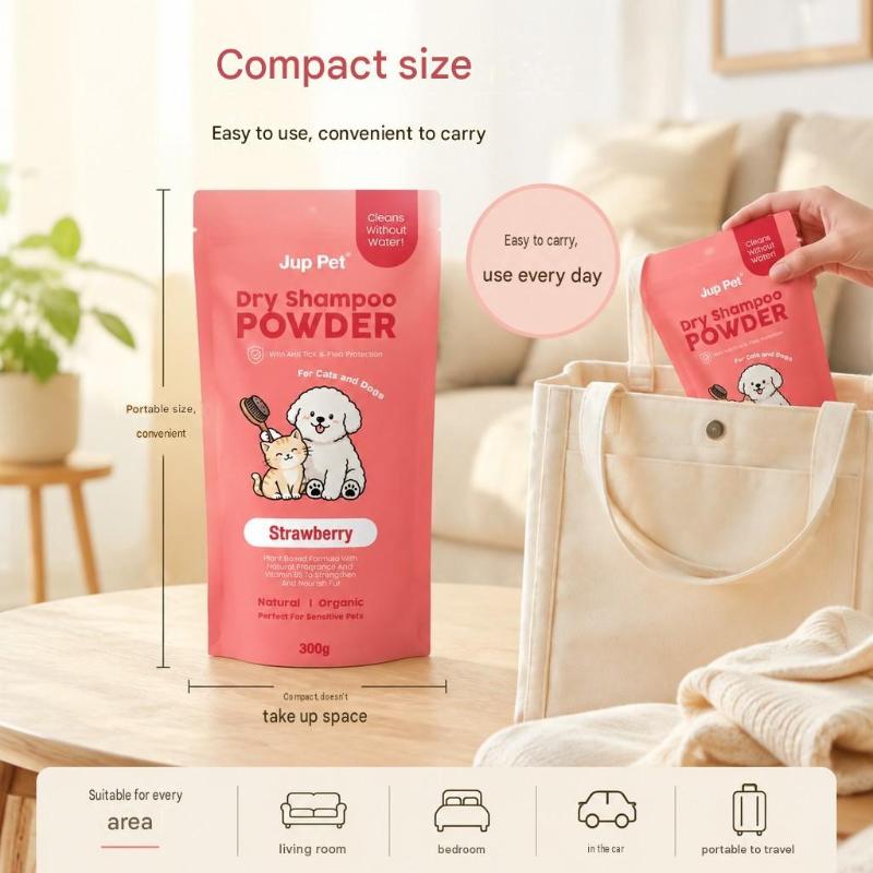 Pet Dry Shampoo Cleaning Powder Dog Cat Bath Powder Dog Odor Deodorizer Plant-Based Pet Cleaning Powder