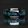 Unique Wood Men Stainless Steel Rings Women Meteorite Inlay Wedding Engagement Jewelry Personality Fashion Unisex Steel Ring