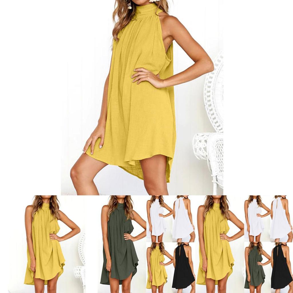 Chic Womens Holiday Irregular Ladies Summer Beach Sleeveless Party Dress For Effortless Style And Comfort
