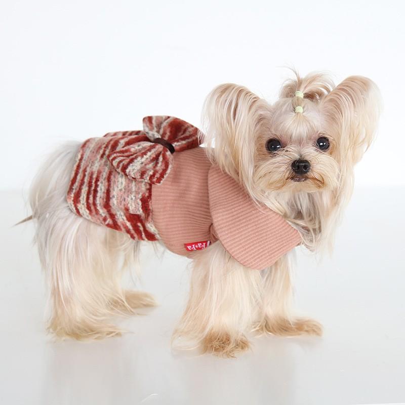 Winter Wine Red Tweed Pet Dress Small Dogs Cats Clothes