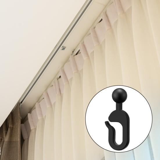 50/100Pcs Plastic Gazebo Curtain Hook, Heavy Duty Mosquito Netting Hook, Black Curtain Track Hooks for Outdoor Hotel, Gazebo