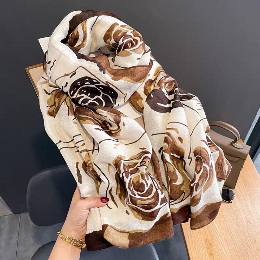 Elegant Sunscreen Foulard Shawl Korean Style Luxury Silk Scarf Fashion Shawl Wrap  Female