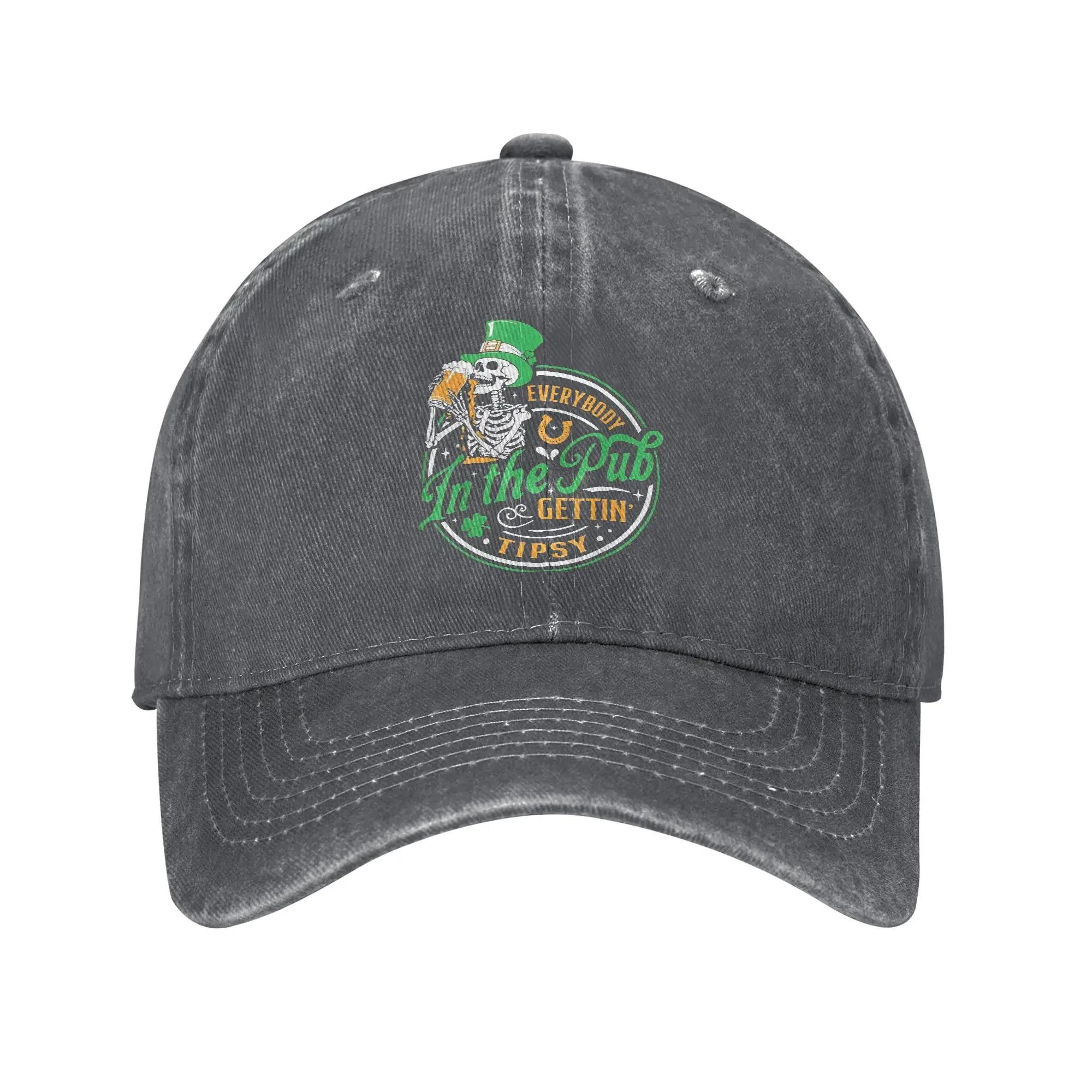 

Casual Everybody In The Pub Getting Tipsy St Patricks Day Baseball Cap Unisex Distressed Denim Washed Snapback Cap Outdoor Hat Adjustable