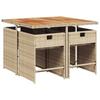 5-delige Buiten Eetset met Kussens Beige Poly Rotan