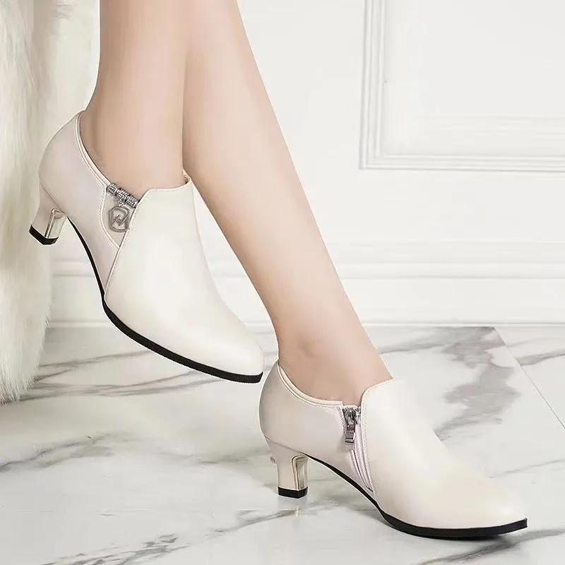 Plus Size 34-42 New Woman Ankle Boots Pointed Toe High Heels Dress Shoes Black Bare Boots Designer Shoes for Female Winter 1011C