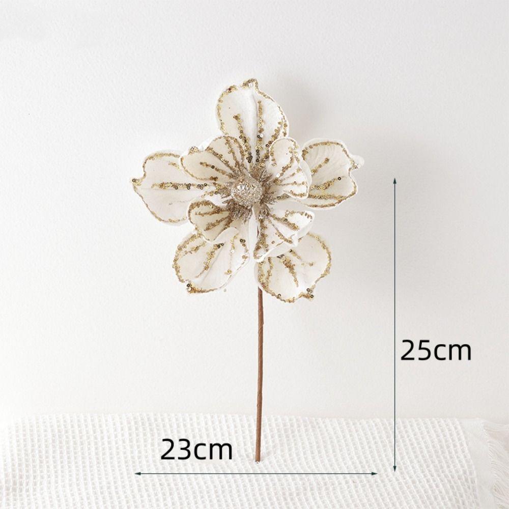 Christmas Gifts Artificial Poinsettia Glitter Flower Sequin Flannel Photography Props Fake Flowers New Year