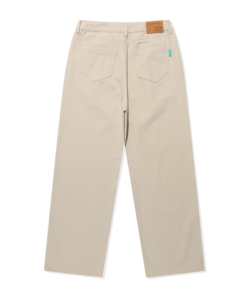 WACKY WILLY Women'S Peach Cotton Pintuck Pants Beige