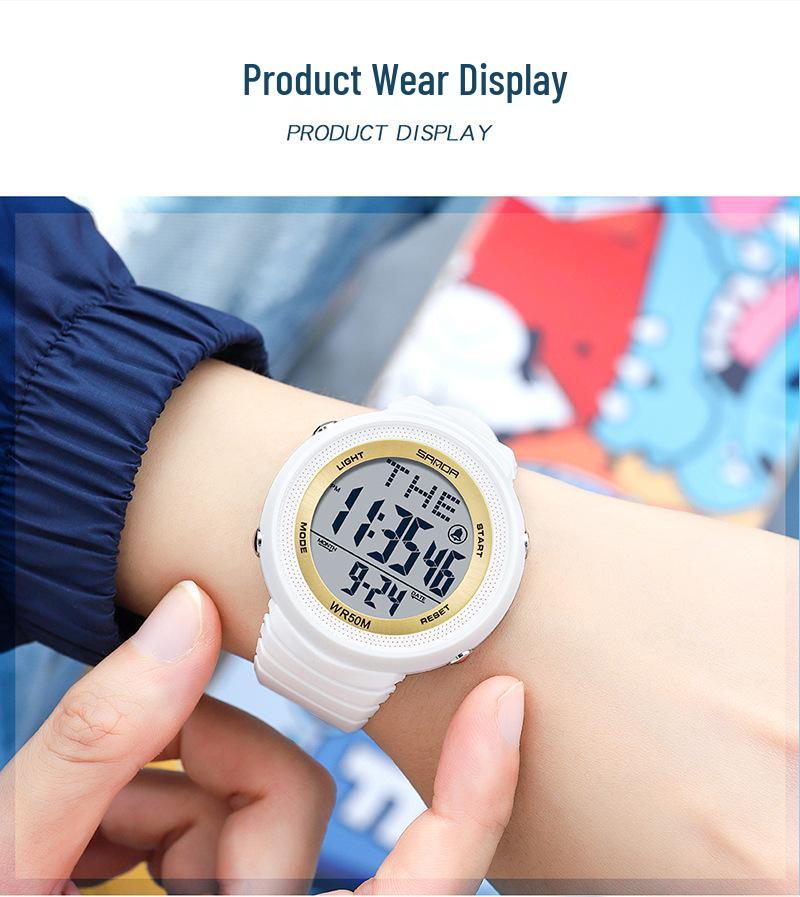 Sanda Trendy Korean Style Luminous Waterproof Watch for Outdoor Sports - Unisex Multifunctional Display.