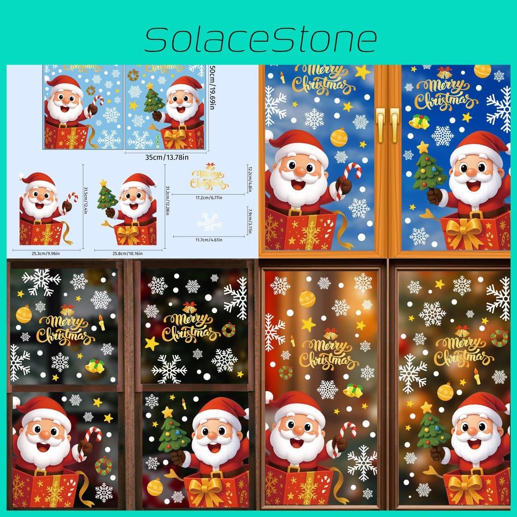 Festive Pvc Christmas Snowflake And Santa Static Stickers For Window Decoration