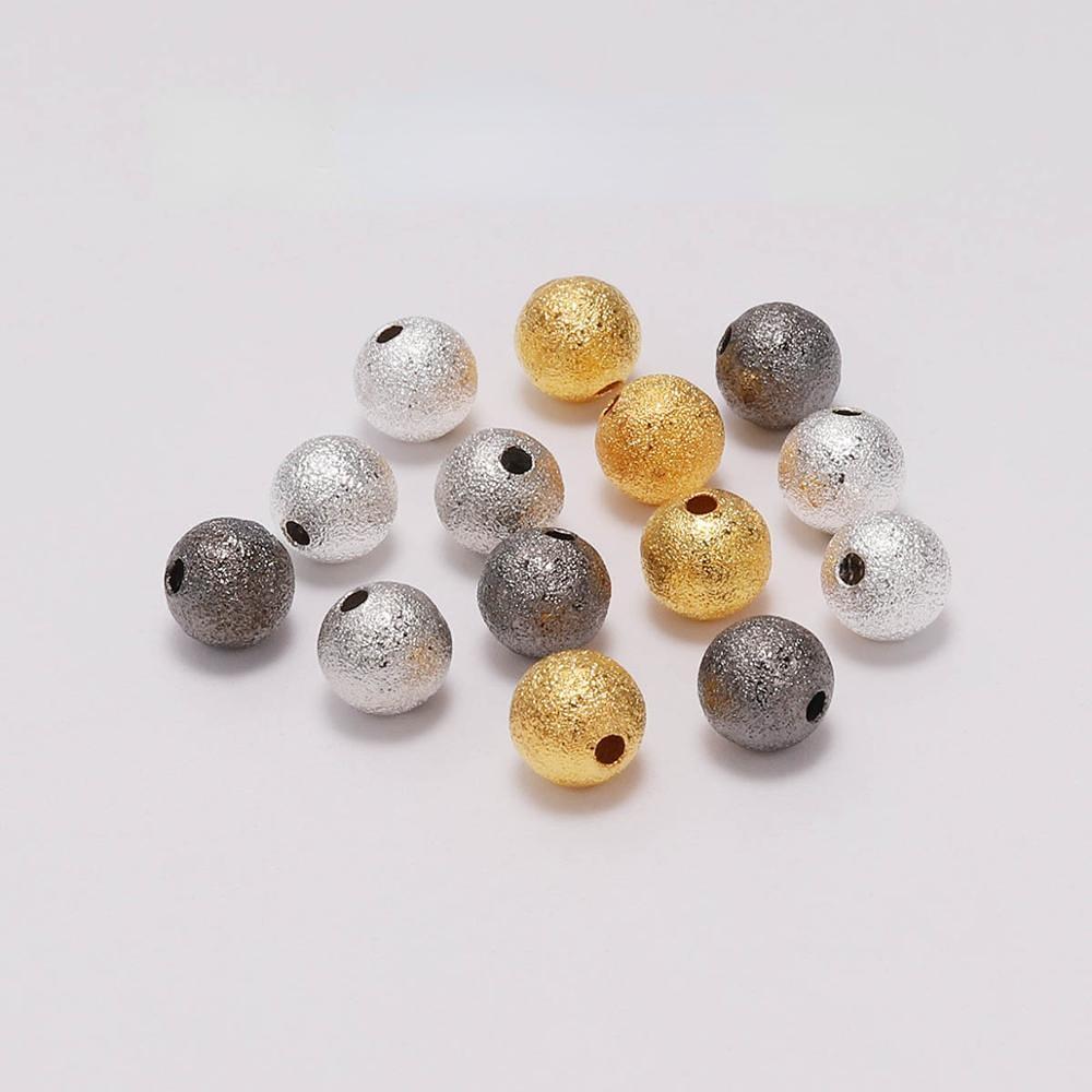 20-100pcs/lot 4 6 8 10 12mm Gold Color Round Copper Spacer Beads Frosted Ball End Seed Bead For Necklace Bracelet Jewelry Making