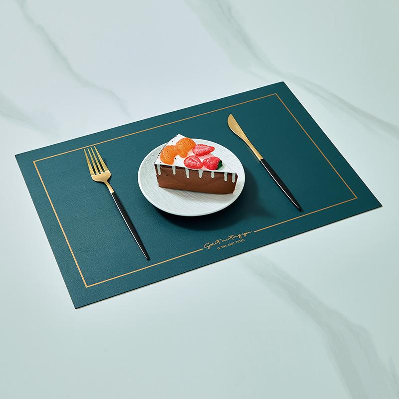 In Stock Waterproof Leather/PVC Placemat: Western Dining and Heat-Resistant Square Mat for Living Room or Hotel Use.
