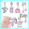 Pink Shoes Game Console Swan Pendant Moon Baby Original Beads Fit Bracelet Women Copper Children'S Day Gifts Set Jewelry