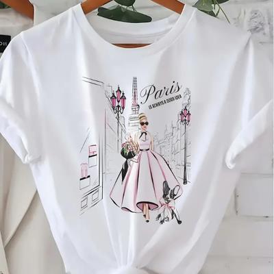 Mode Vrouwen Mode Meisje Print T-shirt Grappig Casual O-hals Korte Mouwen T-shirt Zomer Vrouwelijk T-shirt