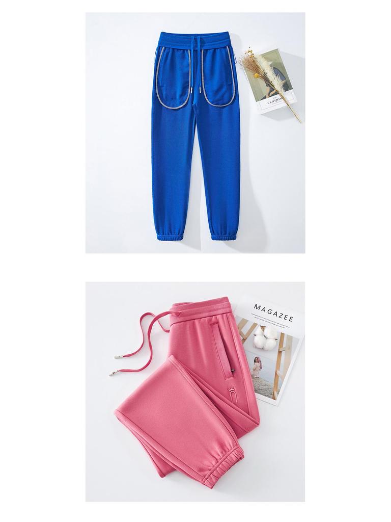 GAGN Korean Style Petite Cotton Harem Sweatpants for Women - Spring/Autumn Casual Embroidery.
