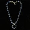 Bone Heart Pendant Rhinestone Necklace Collar for Puppy Pet