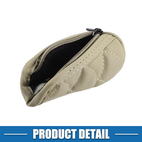 A ABSOPRO Car Shift Knob Cover for Universal Vehicles Interior Shift Gear Cover Trim Accessories Zipper Style Decorative Artificial Leather Beige